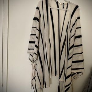 Black and Cream Striped Ruana